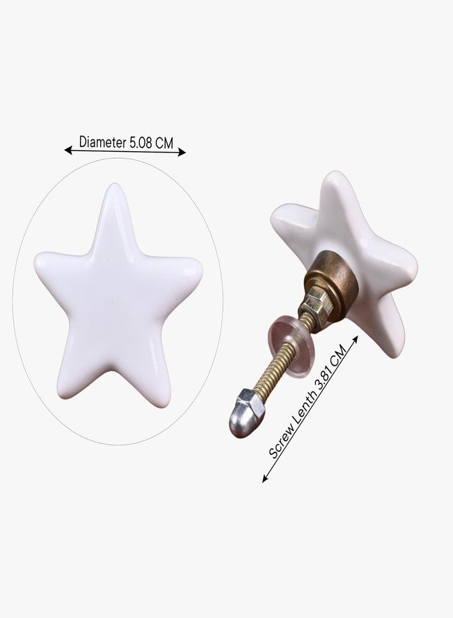 Indian-Shelf IndianShelf 2 Pieces White Star Ceramic Luxury Drawer Knobs for Kitchen Cabinet Hardware Kids Wardrobe Door Pulls Decorative Dresser Elegant knobs for Kids Room - Image 5